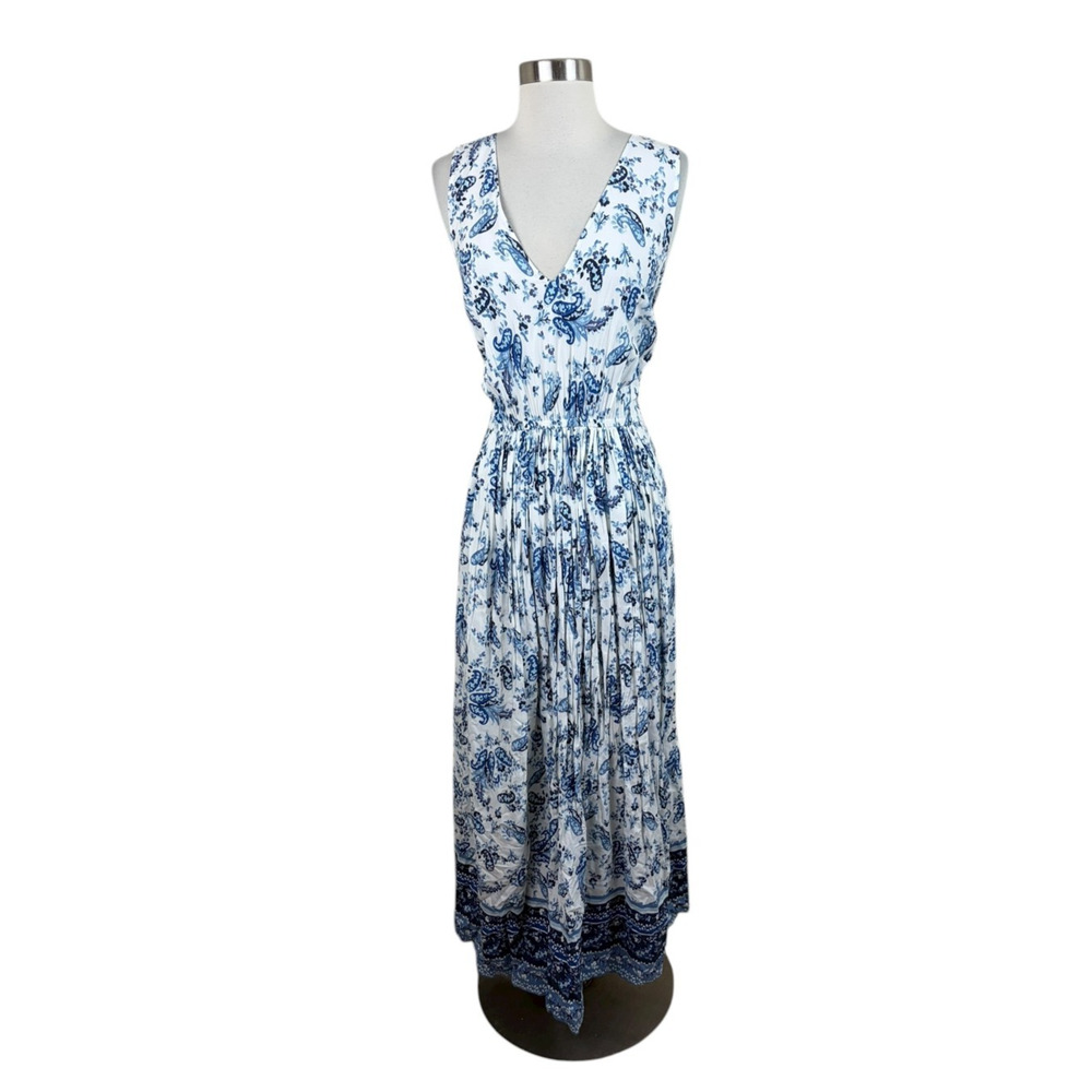Lucky Brand NEW Blue White Paisley Maxi Dress Size 2X Coastal Cruise